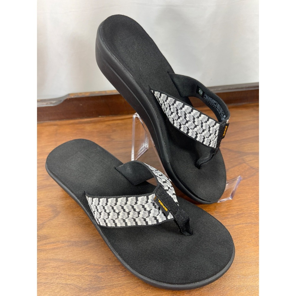Teva Voya Wmns size 8 Wedge Thong Sandals Black and Gray 1019043